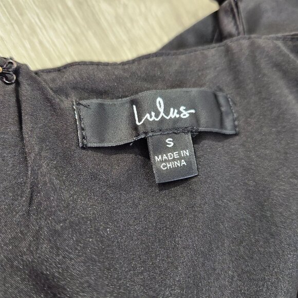 Lulus Stay Celebrating Black Satin Bodycon Mini Dress Women's Size S - Picture 7 of 16